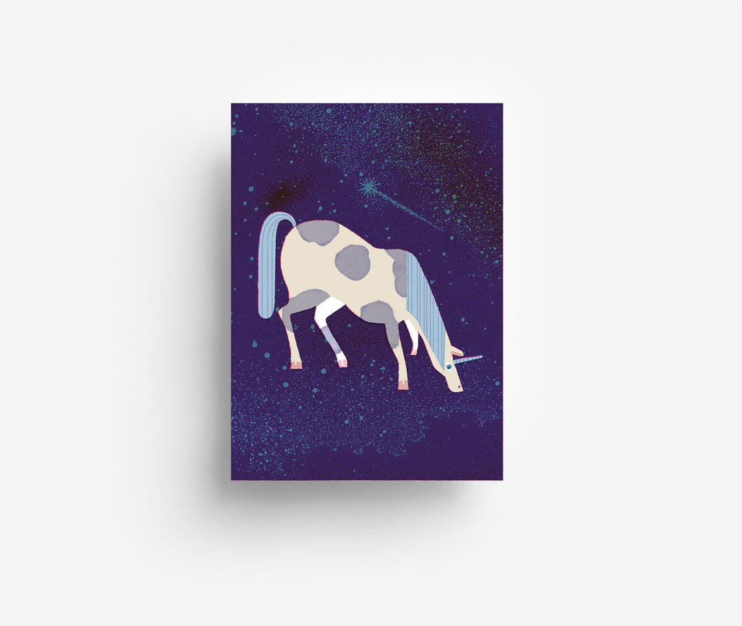 Night Unicorn Postcard DIN A6
