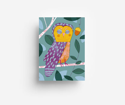 Eule Postkarte DIN A6