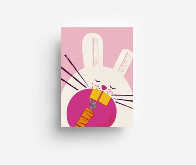Carrot Bunny Postcard DIN A6