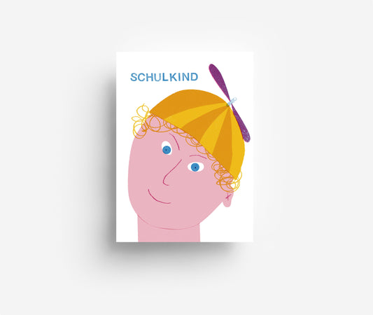 Schuljunge Postkarte DIN A6