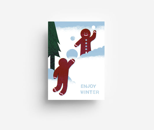 Schneeballschlacht Postkarte DIN A6