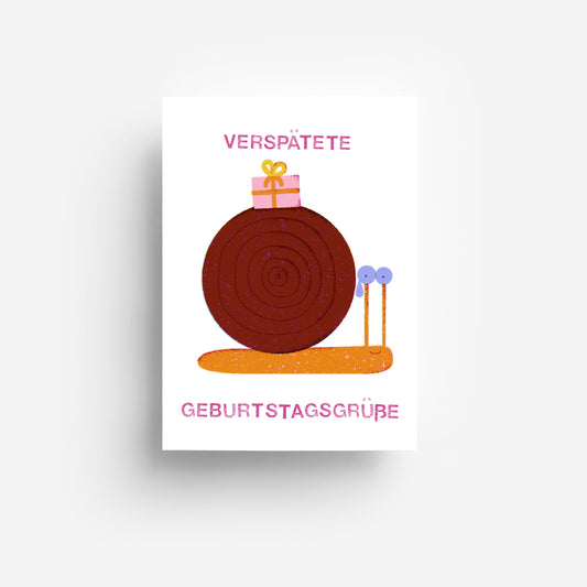 Verspätete Geburtstagsgrüße Postkarte DIN A6