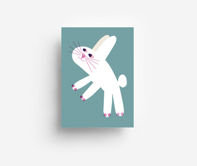 White Bunny Postcard DIN A6