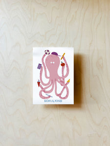 Oktopus Schulkind Postkarte DIN A6 