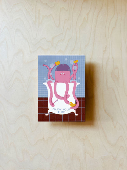 Bath Octopus Postkarte DIN A6