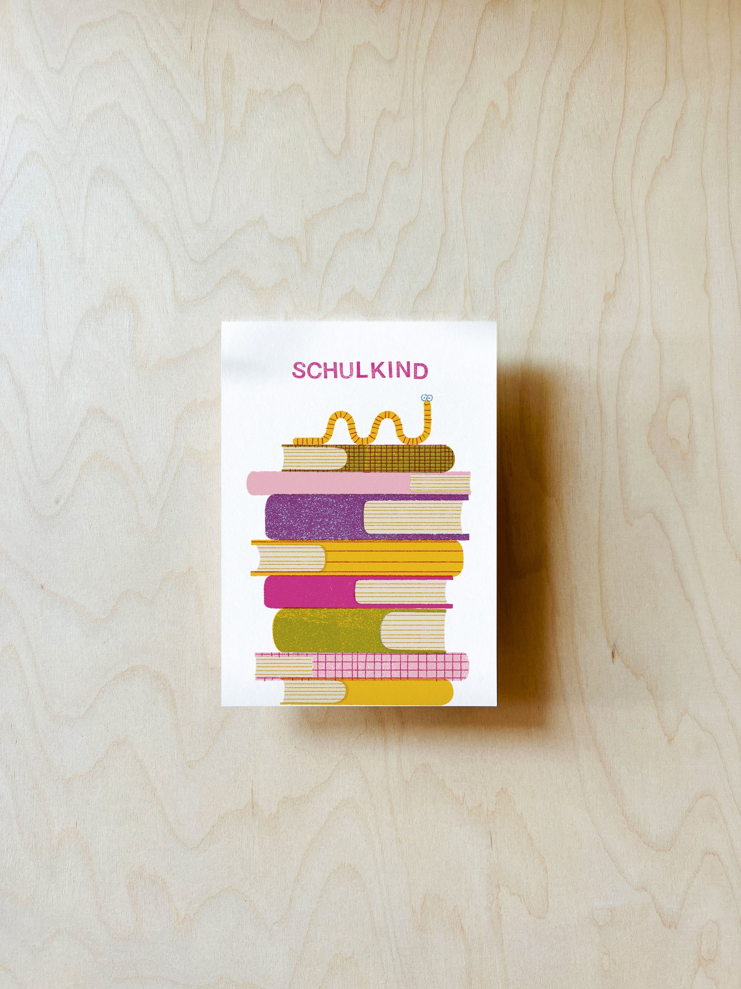 Schulkind Bücher Postkarte DIN A6