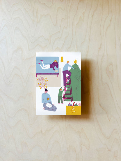 Weihnachtsfamilie Postkarte DIN A6