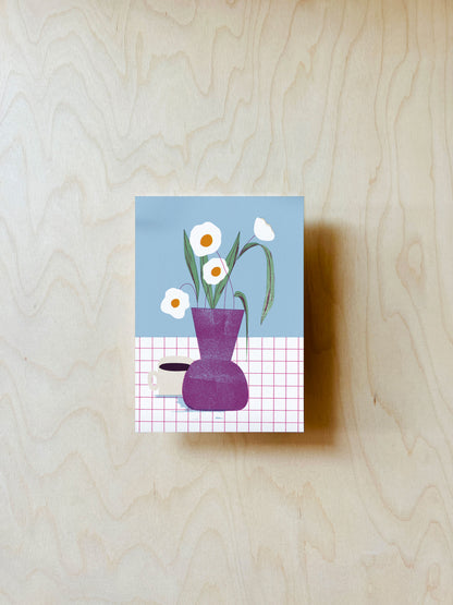 Kaffee & Blumen Postkarte DIN A6
