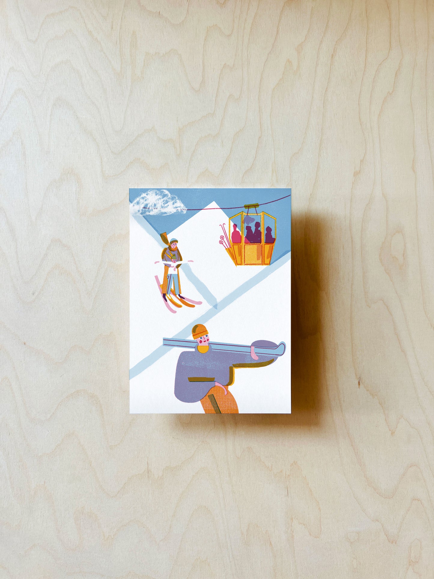 Ski Postkarte DIN A6