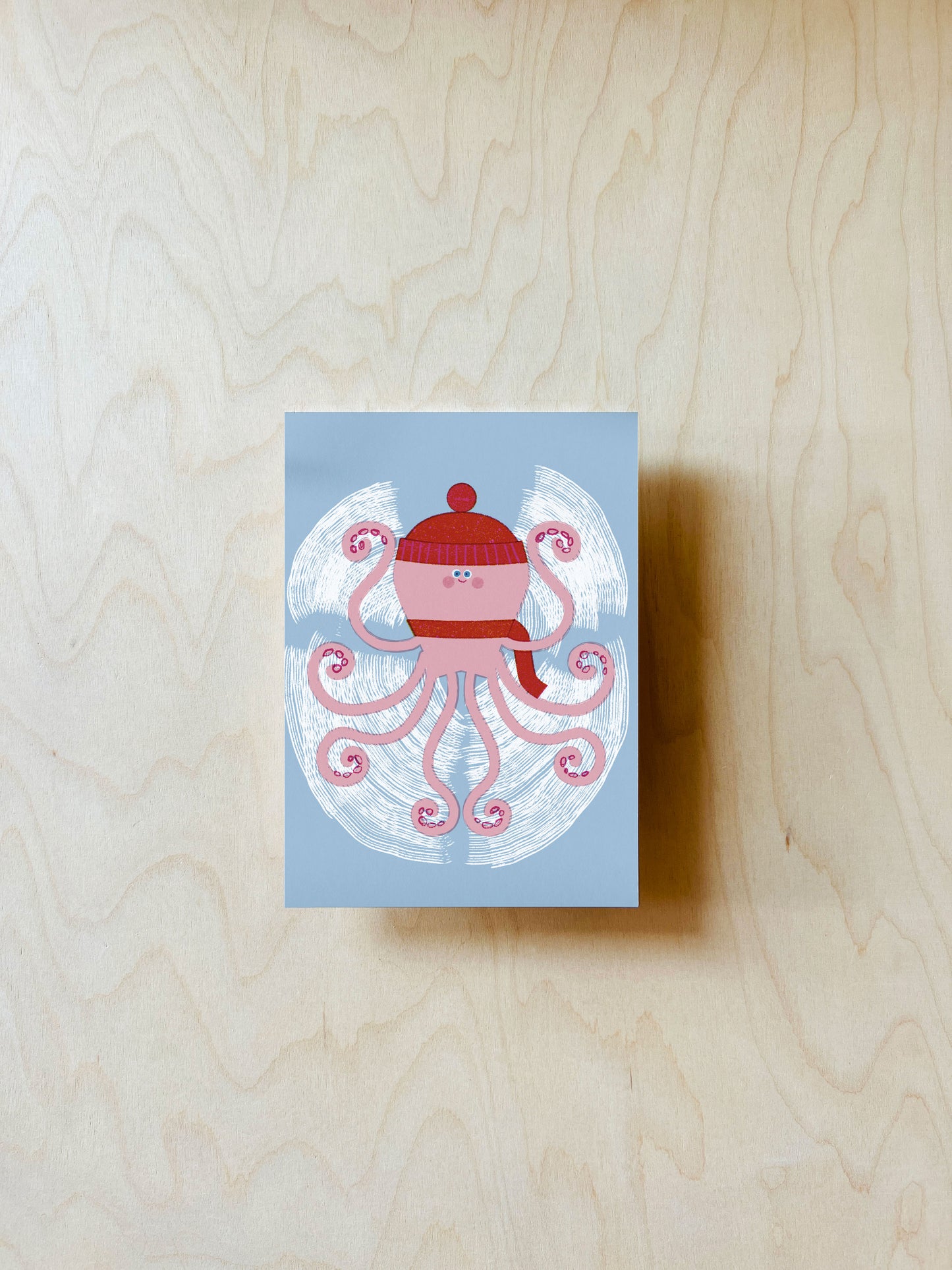 Snow Octopus Postkarte DIN A6