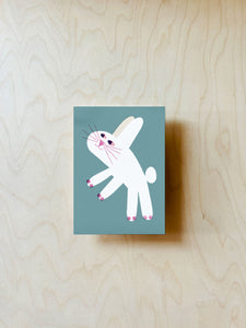 White Bunny Postcard DIN A6