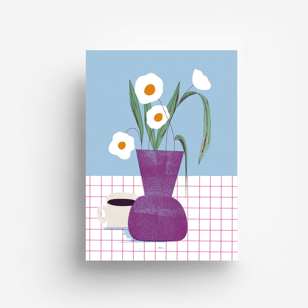 Kaffee Blumen Digitaldruck DIN A3