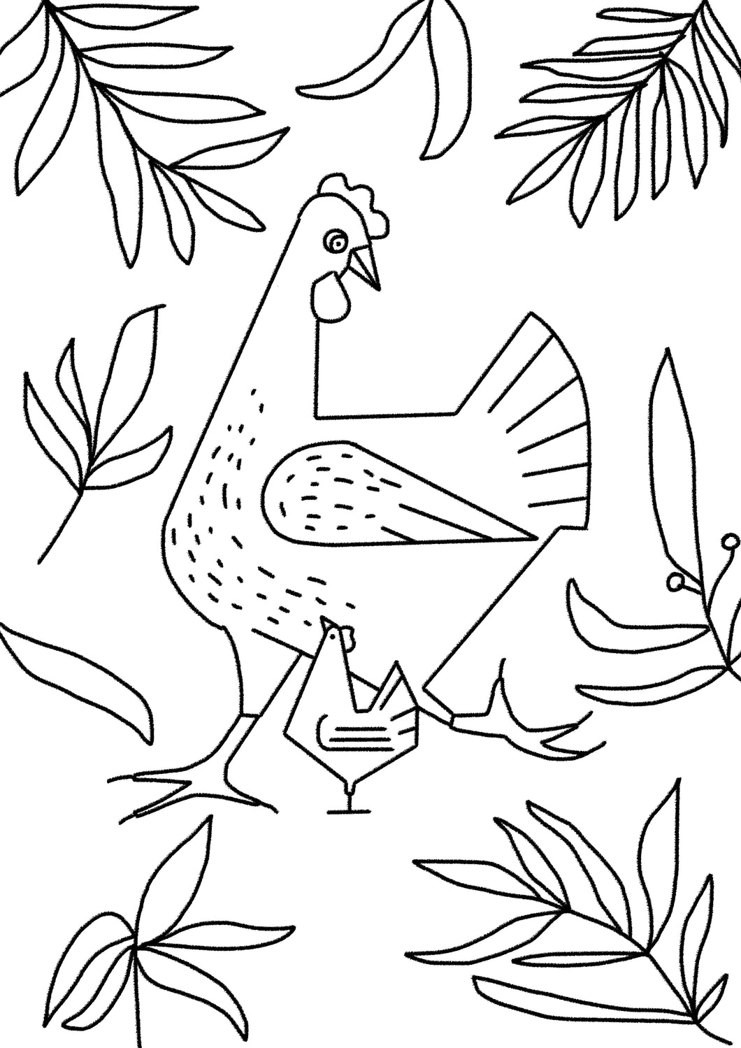 Chickens Coloring Page