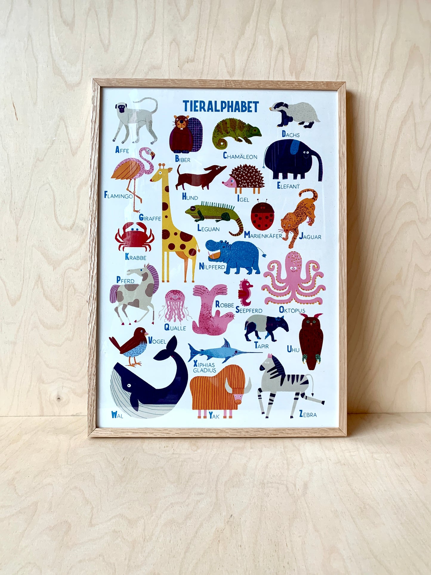 detail of franed Tieralphabet (German) Digital Print DIN A3 jungwiealt