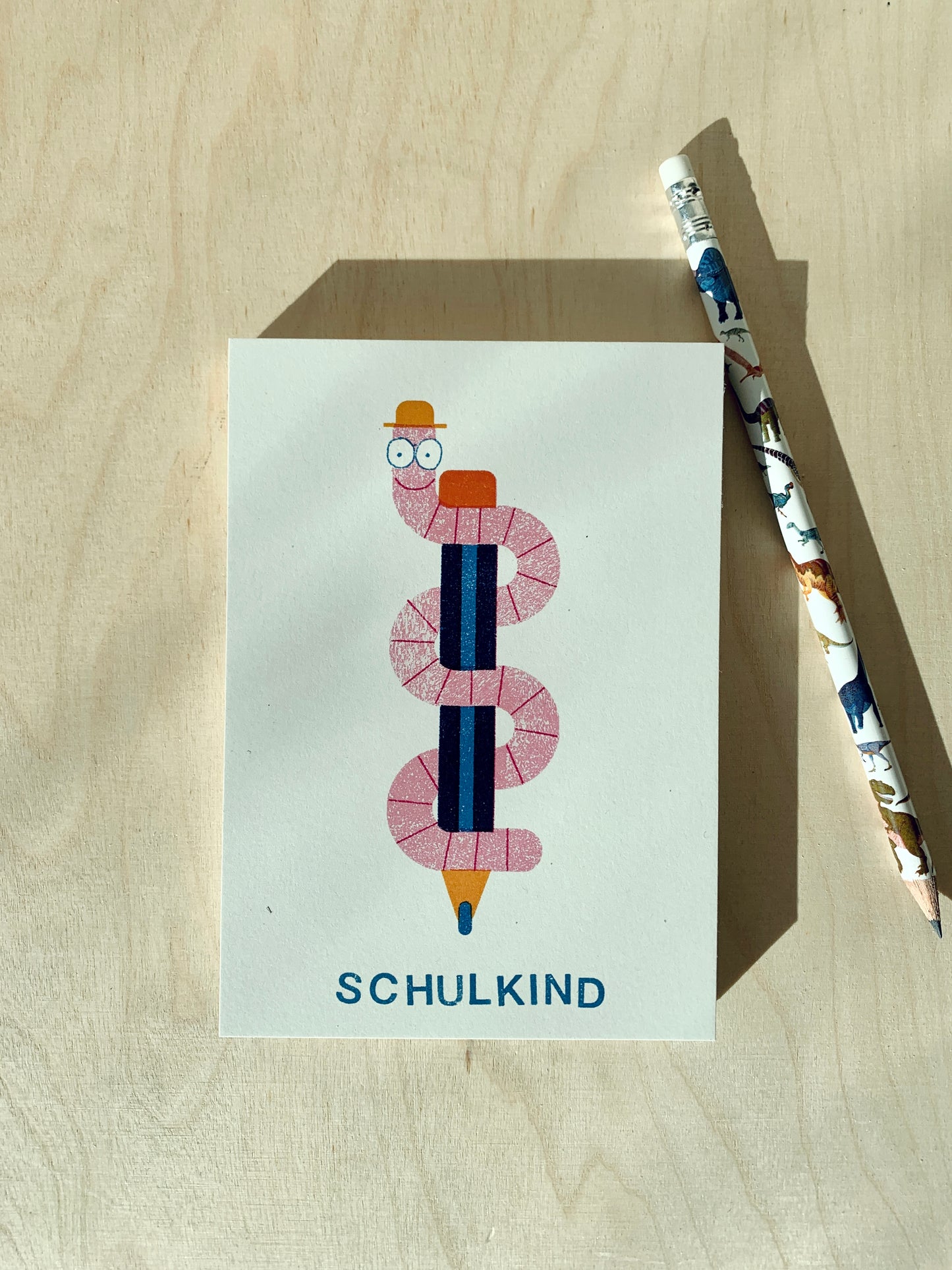 Bücherwurm Postkarte DIN A6
