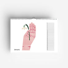 Load image into Gallery viewer, detail of Perpetual Birthday Flower Hands Calendar jungwiealt