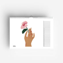 Load image into Gallery viewer, detail of Perpetual Birthday Flower Hands Calendar jungwiealt