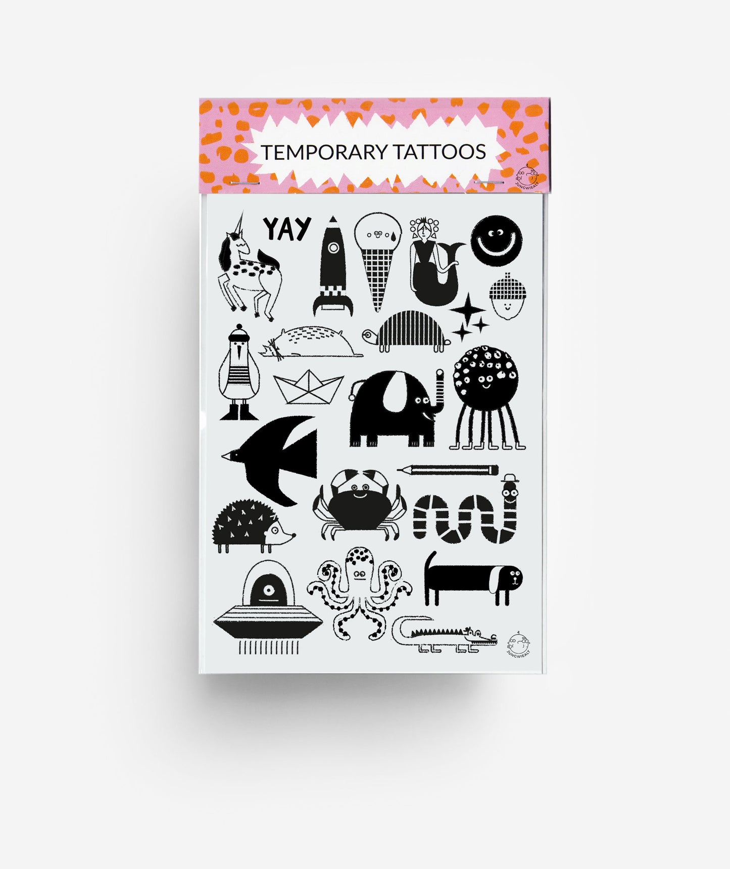 black and white Characters Temporary Tattoos