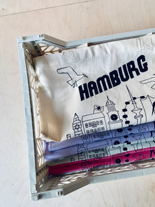 detail of Screen Printed Hamburg Cotton Bag Light Blue jungwiealt