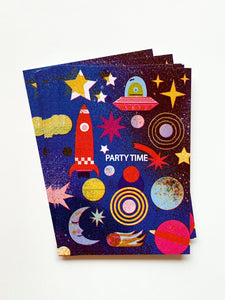 Outer Space Party Invite Postcard DIN A6
