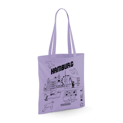Screen Printed Hamburg Cotton Bag Lavender jungwiealt