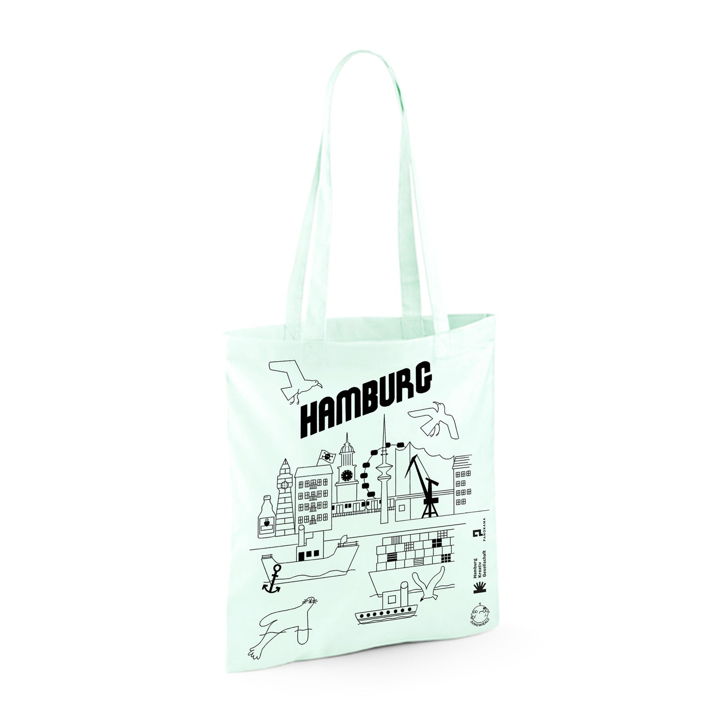 Screen Printed Hamburg Cotton Bag Light Mint jungwiealt