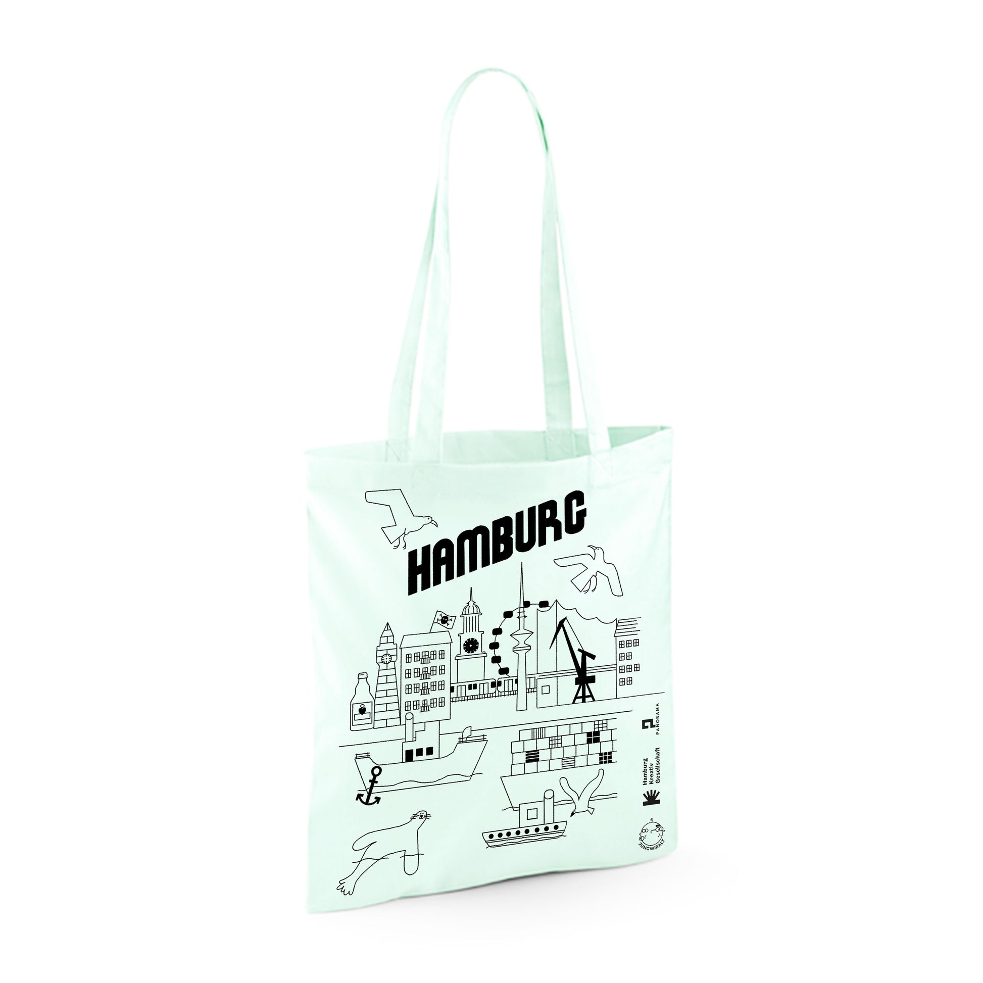 Screen Printed Hamburg Cotton Bag Light Mint jungwiealt