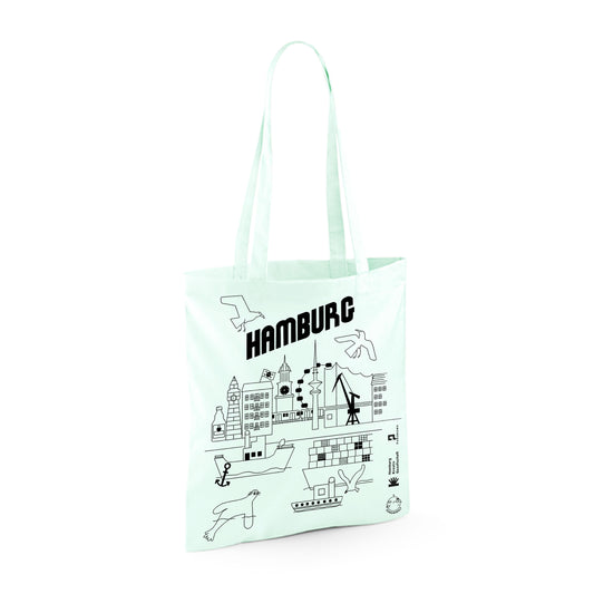 Screen Printed Hamburg Cotton Bag Light Mint jungwiealt