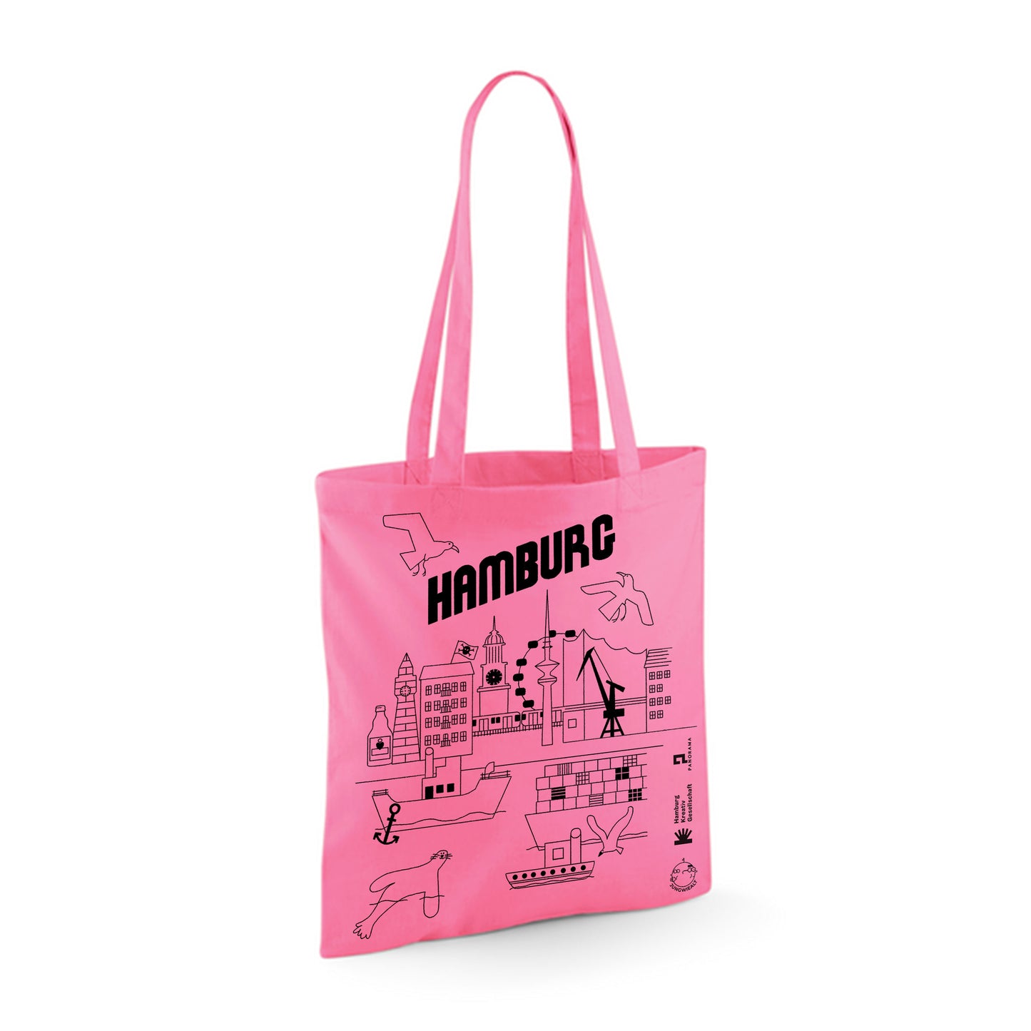 Screen Printed Hamburg Cotton Bag Pink jungwiealt