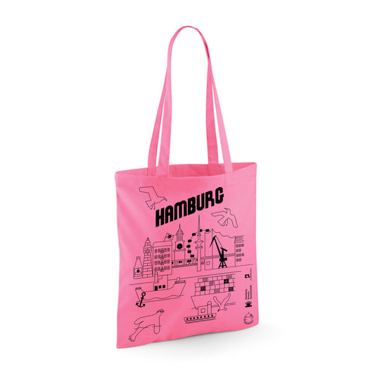 Screen Printed Hamburg Cotton Bag Pink jungwiealt