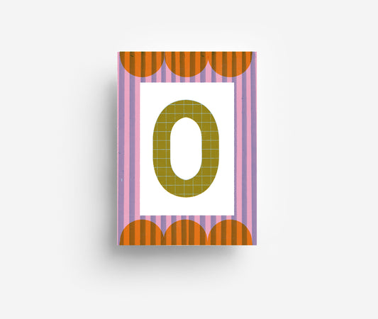 Farbige Ziffern Postkarte 0 - 9 DIN A6