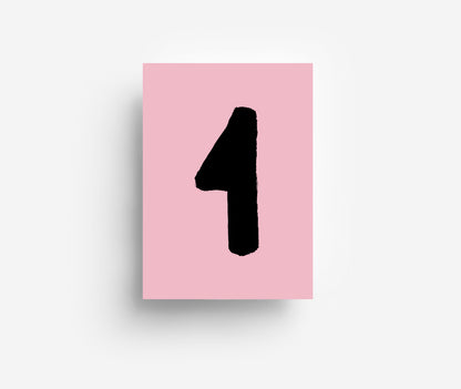 Schwarze Ziffern Postkarte 0 - 10 DIN A6