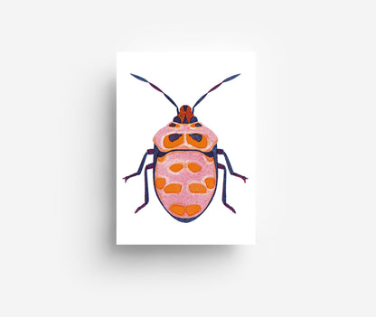 Pinker Käfer Postkarte DIN A6
