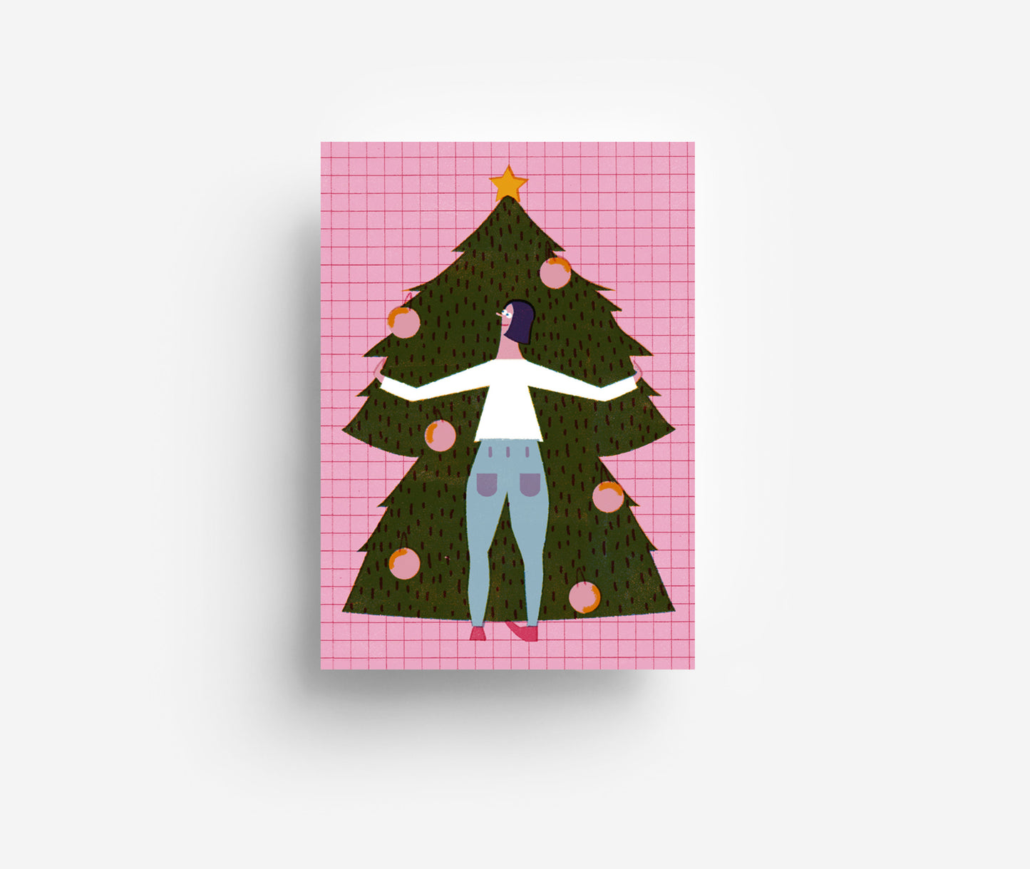 Weihnachtsbaum Pink Postkarte DIN A6