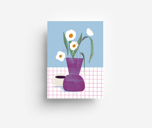 Kaffee & Blumen Postkarte DIN A6