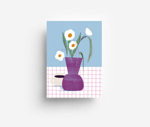 Coffee Flowers Postcard DIN A6