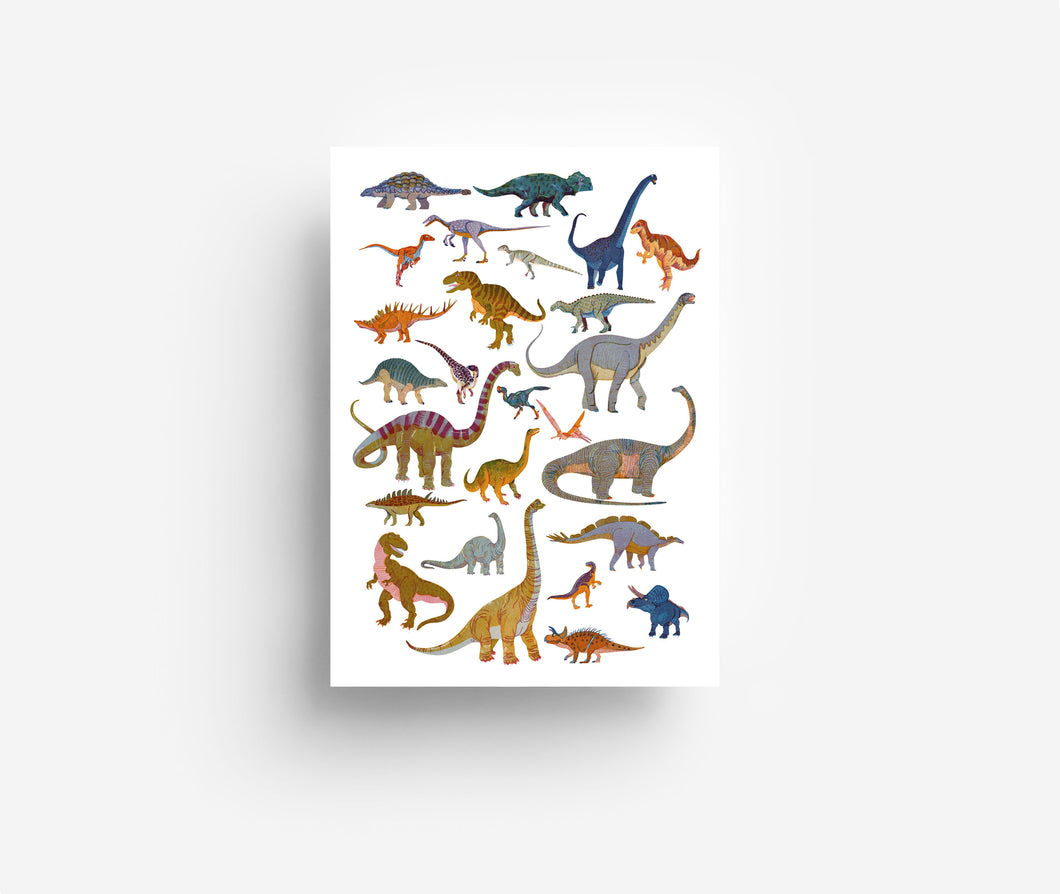 Dinosaurier Mix Postkarte DIN A6