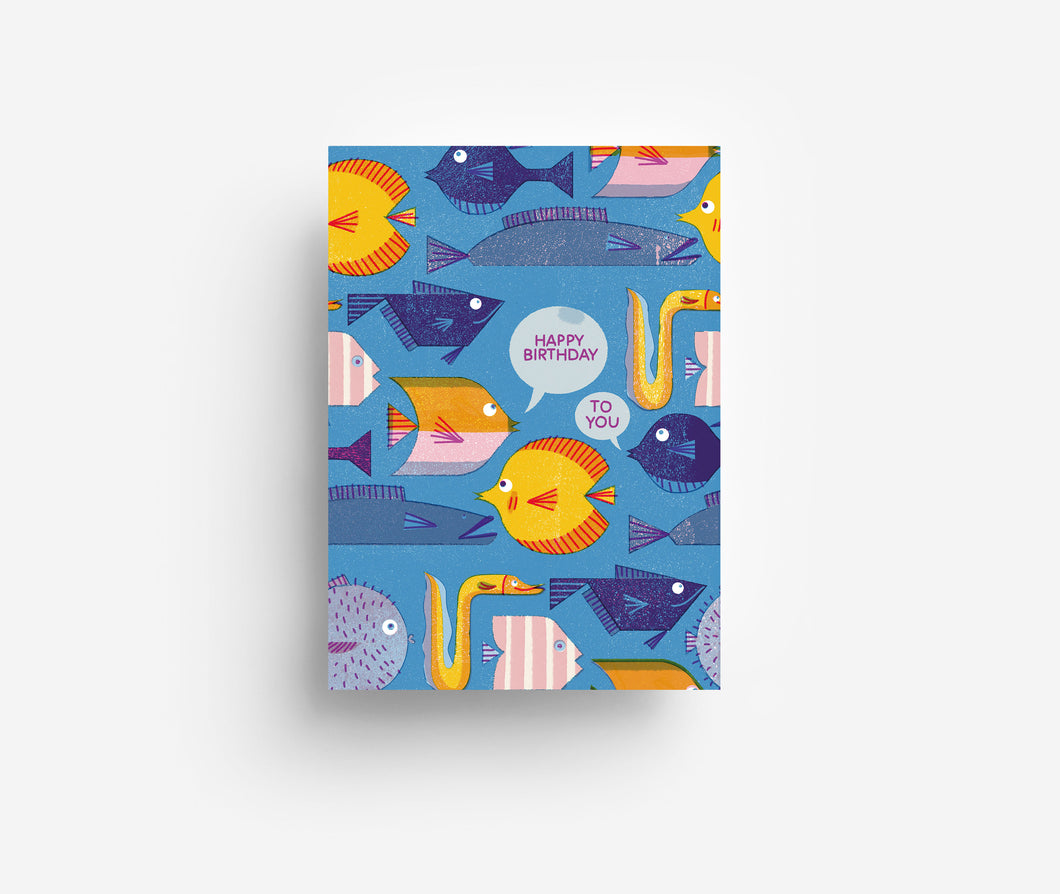 Birthday Fishes Postcard DIN A6