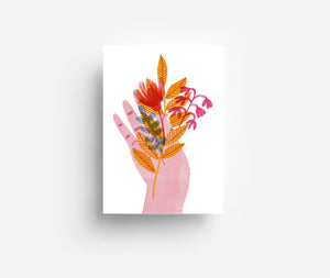 Flower Hand Postkarte DIN A6