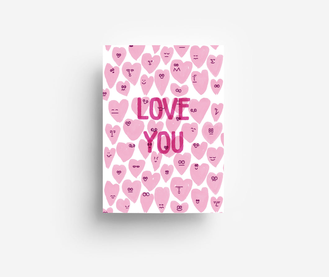 Love Hearts Postkarte DIN A6
