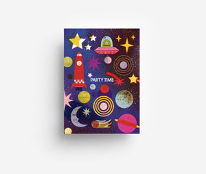 Outer Space Party Invite Postcard DIN A6