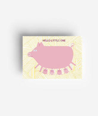 Schweinchen Familie Postkarte DIN A6 
