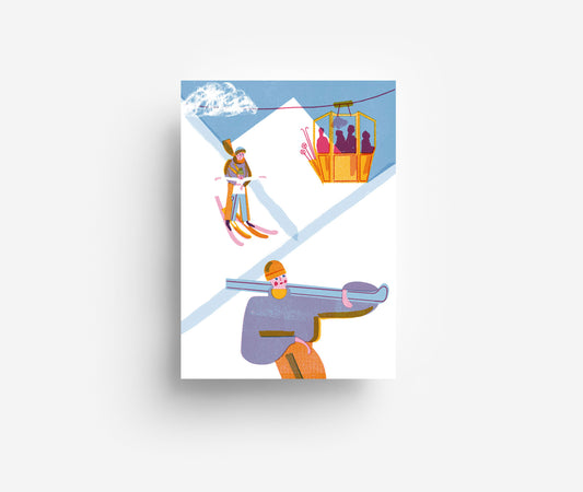 Ski Postkarte DIN A6