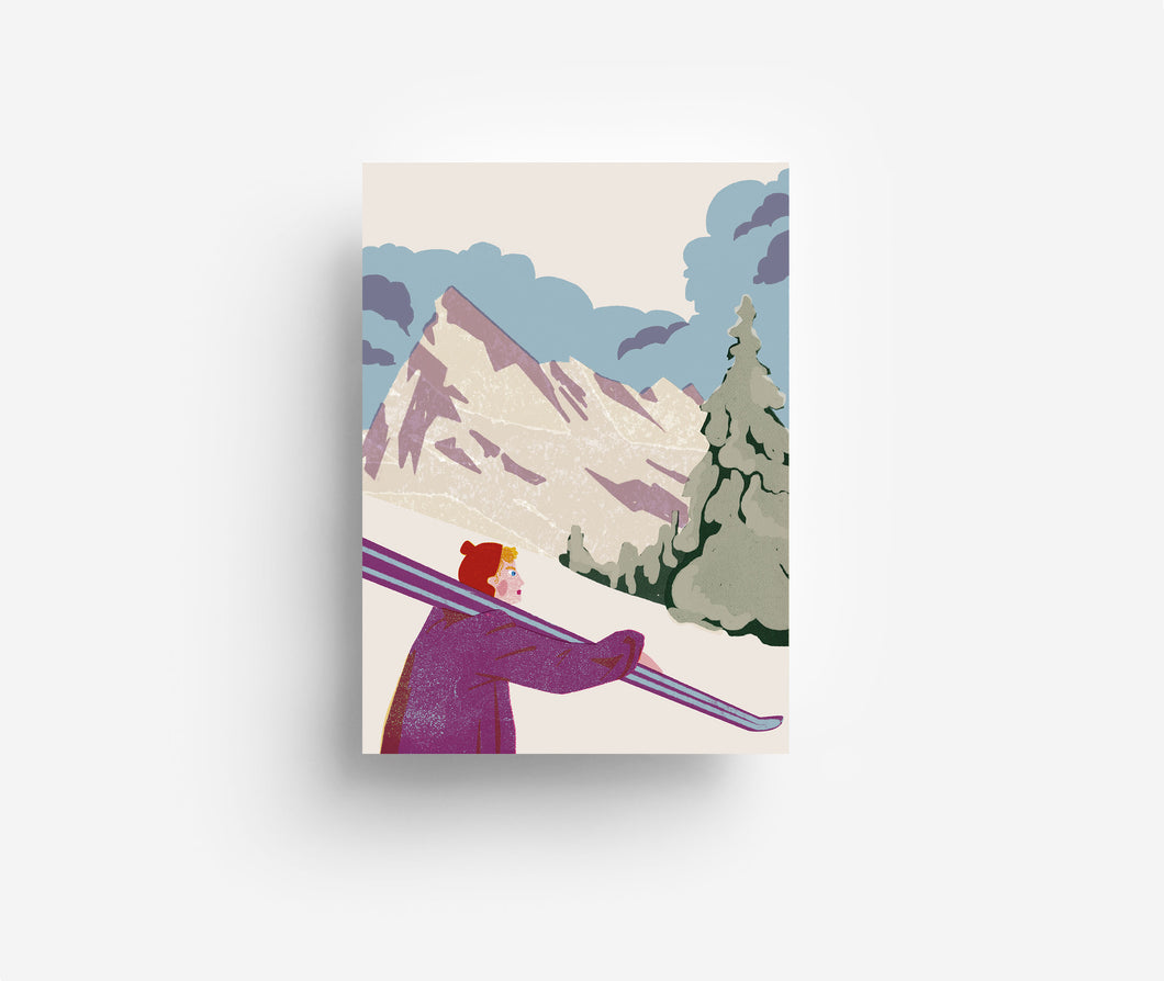 Ski Mountains Postcard DIN A6