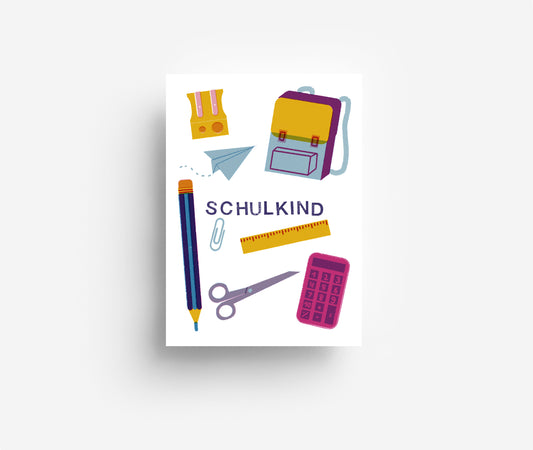 Schulutensilien Postkarte DIN A6