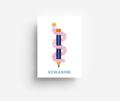 Bücherwurm Postkarte DIN A6