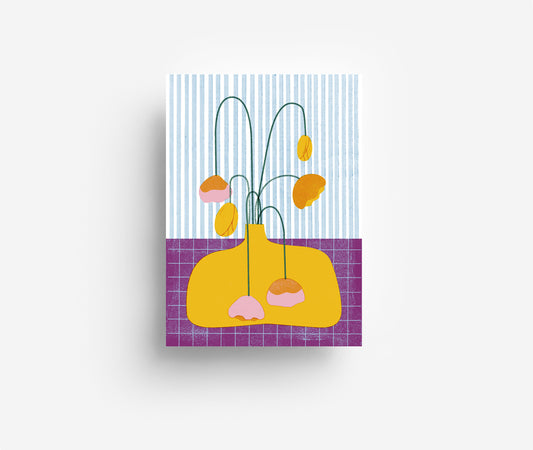 Gelbe Blumen Postkarte DIN A6