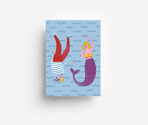 Mermaid & Sailor Postcard DIN A6