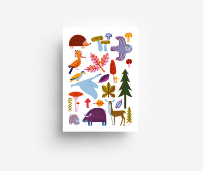 Waldtiere Postkarte DIN A6