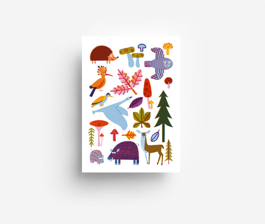 Waldtiere Postkarte DIN A6